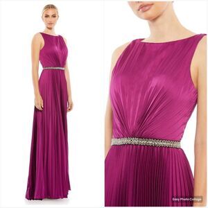 Mac Duggal 26610 PLEATED SLEEVELESS BATEAU GOWN Pink 6